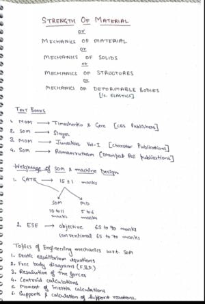 Strength Of Material Handwritten Notes for gate exam